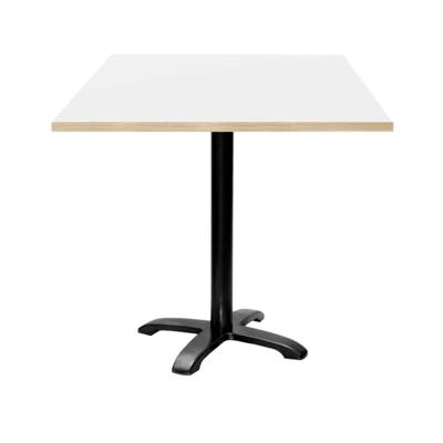 Table pied noir 70x70cm blanc chant bois - intérieur - RestooTab