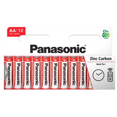 Pack de 12 Piles RED Zinc Carbon AA / LR6 1,5V - PANASONIC