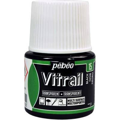 Flacon 45ml peinture VITRAIL transparent NOIR - PÉBÉO