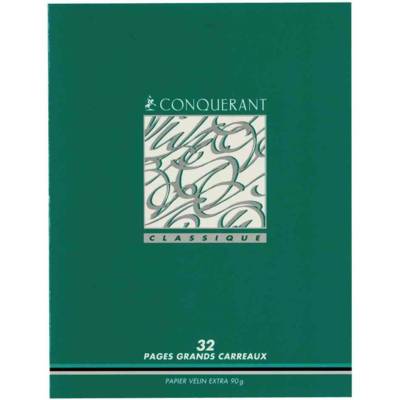 Cahier piqué 17 x 22 cm 32 pages 90g Réglure Séyès 2,5 mm - CONQUÉRANT