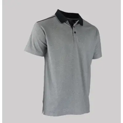 Polo manches courtes Biotope, maille piquée - Gris chiné - T.M - LMA - 9319-M