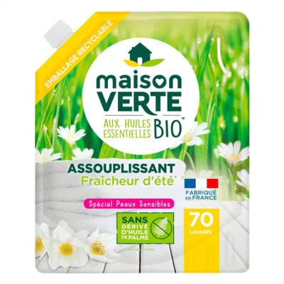 Adoucissant aux huiles essentielles bio sans palme Fraicheur d'Ete 70 Lavages - MAISON VERTE