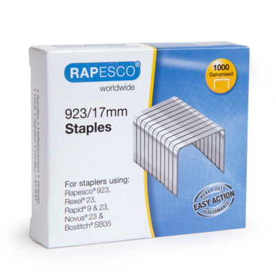 Boite de 1000 Agrafes Galvanisées 923/17mm type 23 - Rapesco