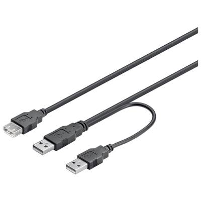 Câble data Power Usb High Speed 2 x mâle + 1 x femelle, 30cm, noir - GOOBAY