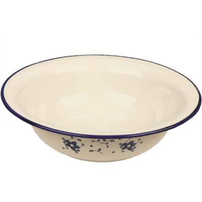 Cuvette SENA en acier émaillé vitrifié 32 cm crême et motifs bleu - IBILI