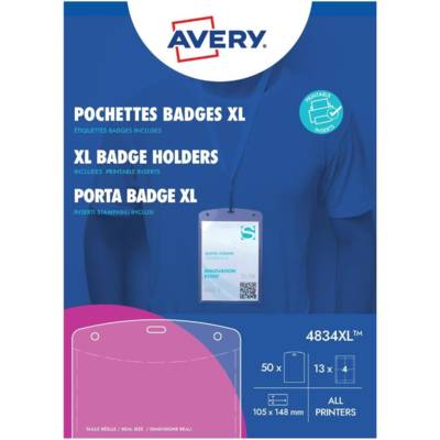 Boîte de 50 pochettes badges format A6 avec inserts - AVERY