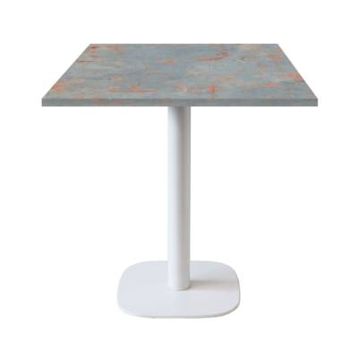Table pied blanc 70x70cm gris rouille - intérieur - RestooTab