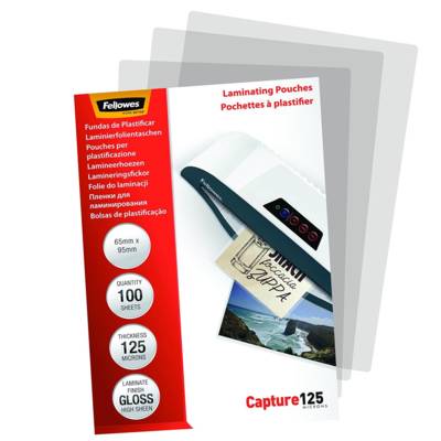 Pochette à plastifier, 60 x 90 mm, 250 microns (2x125) Pack de 100 - FELLOWES