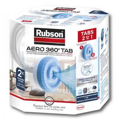 Recharge absorbeur d'humidité POWER TAB Aero 360° - Gedimat - RUBSON