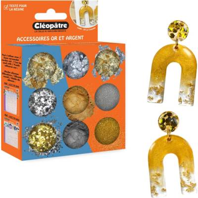 Boite de 9 pots d'accessoires Résine - Thème or et argent - CLÉOPÂTRE