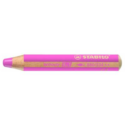 Crayon WOODY 3 en 1 Extra large rose foncé - STABILO