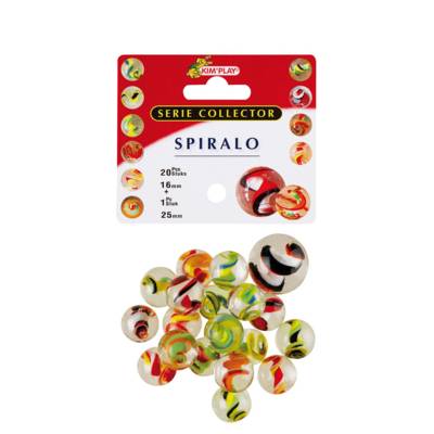 Sachet de 20 Billes,verre 16mm et 1 Calot 25mm SPIRALO - KIM'PLAY