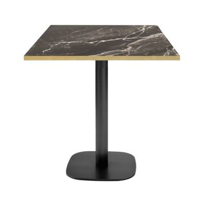 Table pied noir 70x70cm marbre royal chant laiton - intérieur - RestooTab
