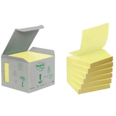 6 x 3M Post-it Recycling Notes notes adhésives, jaune, 6 blocs