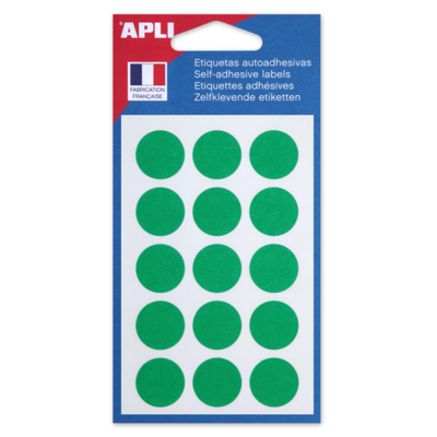 Sachet de 90 étiquettes Gommettes de signalisation Rondes 19 mm Vert - Apli-Agipa