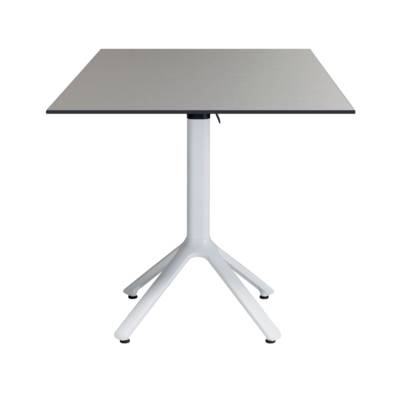 Table rabattable pied blanc 70x70cm gris métal - terrasse - RestooTab