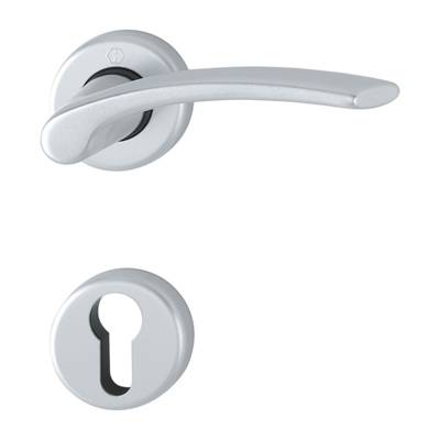 Ensemble de poignées sur rosaces IBIZA alu aspect chrome satiné clé L 31 - Gedimat - HOPPE