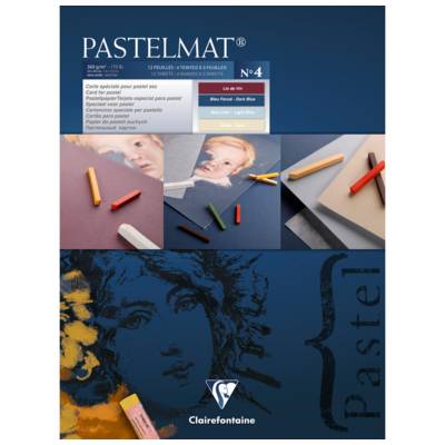 Bloc Pastelmat n°4 18x24 12 feuilles 360g bleu clair-bleu foncé- lie de vin et sable - CLAIREFONTAINE