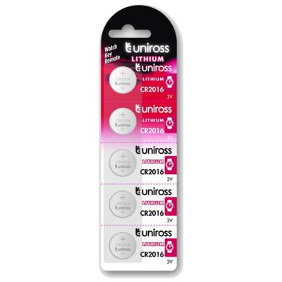 Pack de 5 Piles Lithium CR2016, 3V - UNIROSS