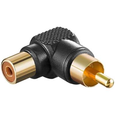Adaptateur RCA 90° RCA femelle > RCA mâle noir plaqué or - GOOBAY