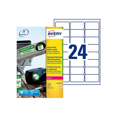 Etui 480 Etiquettes LASER Polyester Ultra-résistantes 63,5 x 33,9 mm Blanc - AVERY Zweckform