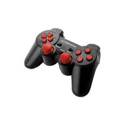 Manette de Jeu EGG106R pour PC, PS2, PS3 Vibration, Filaire Noir Rouge - ESPERANZA