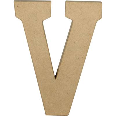 Support en papier brun mâché 20 cm, Lettre majuscule V - DÉCOPATCH