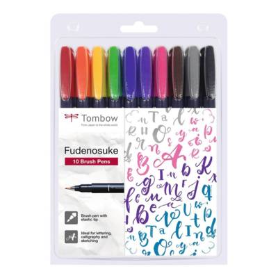 Set de 10 Feutre Dessin et Calligraphie Pointe Brush Fudenosuke Color - TOMBOW