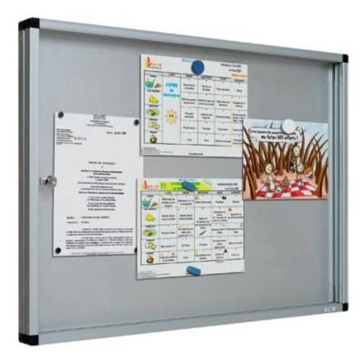 Vitrine d'affichage à porte ouvrante fond tôle alu zinc – Ulmann