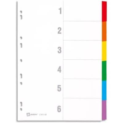 Intercalaires en carte + mylar A4+, touches assorties 6 touches neutres - AVERY ZWECKFORM