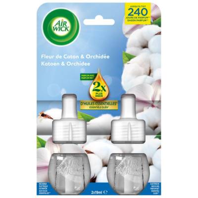 Recharge Diffuseur désodorisant Electrique Huiles essentielles Coton Duopack - AIR WICK