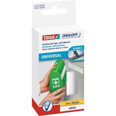 On & Off Bande Auto-Agrippante pour Fixation Rapide 2 cm x 100 cm - Blanc - TESA