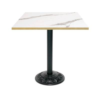 Table pied noir 70x70cm marbre blanc chant laiton - intérieur - RestooTab