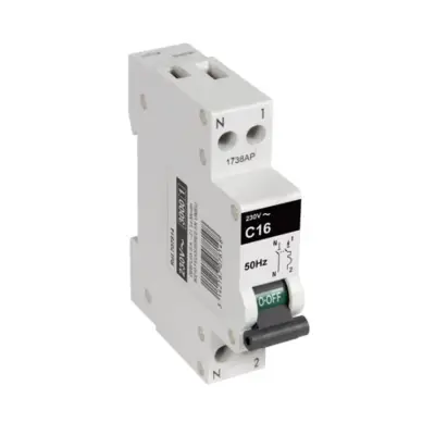Disjoncteur 3KA Phase + Neutre 2 Ampères DEBFLEX Gris - 707501