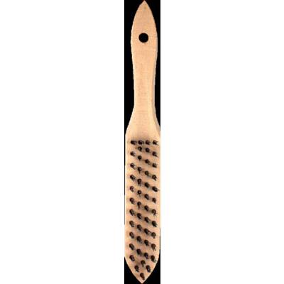 Brosse métallique fil noir acier rond 4 rangs manche bois - Gedimat - NESPOLI