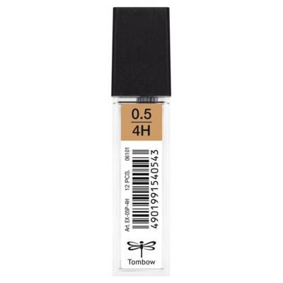 Etui de 12 Mines pour porte-mine pointe calibrée 0,5 mm dureté 4H - TOMBOW