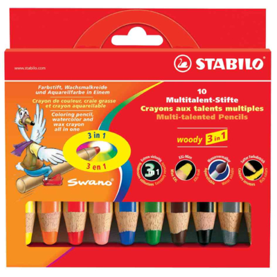 Etui de 10 crayons aux talents multiples woody 3 en 1 - STABILO