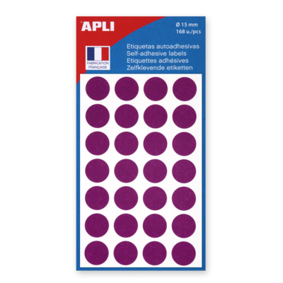 Sachet de 168 étiquettes Gommettes de signalisation Rondes 15 mm Violet - Apli-Agipa