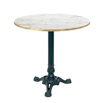 Table pied noir Ø70cm calacatta chants laiton - intérieur - RestooTab