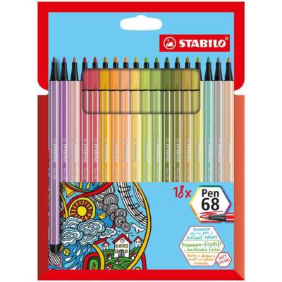Feutre de coloriage Pen 68, étui carton de 18 - STABILO
