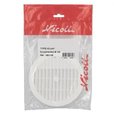 Grille d'aération ronde avec moustiquaire en polystyrène blanc Ø 125 mm - NICOLL - 1BC135