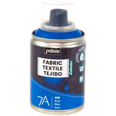 Peinture en Spray 7A - 100ml Spécial Textiles Naturels et Synthétiques BLEU - PÉBÉO