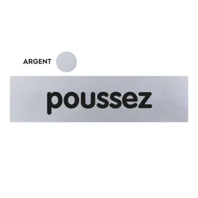 Plaquette de porte plexiglas Poussez - 170 x 45 mm - Gris argenté - NOVAP - 4035109