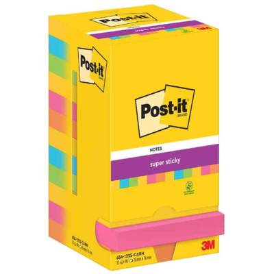 Bloc-note adhésif Super Sticky Notes, 76 x 76 mm Jaune, vert et rose - Post-it
