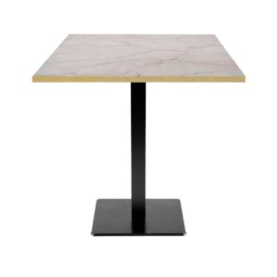 Table pied noir 70x70cm marbre yule chants laiton - intérieur - RestooTab