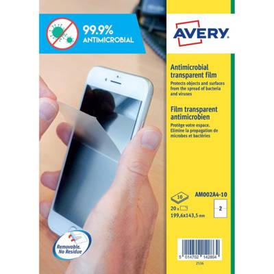 Etui de 20 Films antimicrobien 199,6 x 143,5 mm amovibles transparent - AVERY