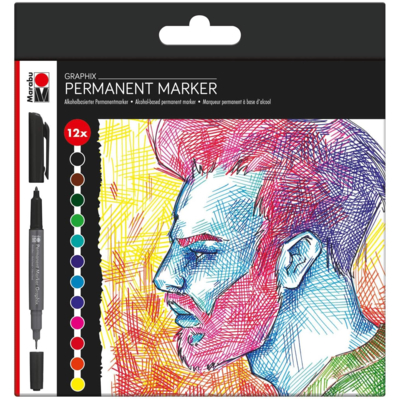 Marqueur permanent Graphix "SIGNIFICANT", étui de 12 - Marabu