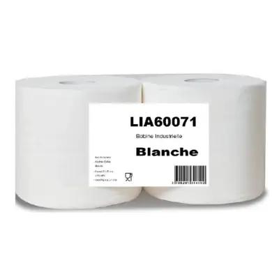 Lot de 2 Bobines 21x23 - CRISTAL HYGIENE - blanc 2 plis 2x550 feuilles gaufré - P1750000