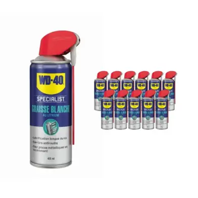 Aerosol WD40 Graisse blanche au Lithium - 400ml - Lot de 12 - 33390 - WD-40 COMPANY