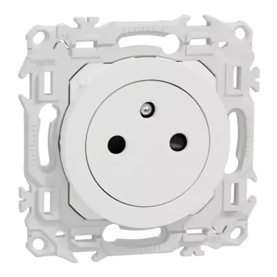 Odace - prise 2P+T affleurante - bornes automatiques - blanc craie - SCHNEIDER - S920052 - Schneider Electric